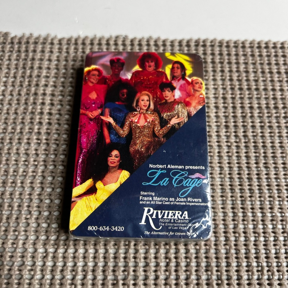 Vintage La Cage Riviera Las Vegas Playing Cards Frank Marino Joan Rivers Sealed